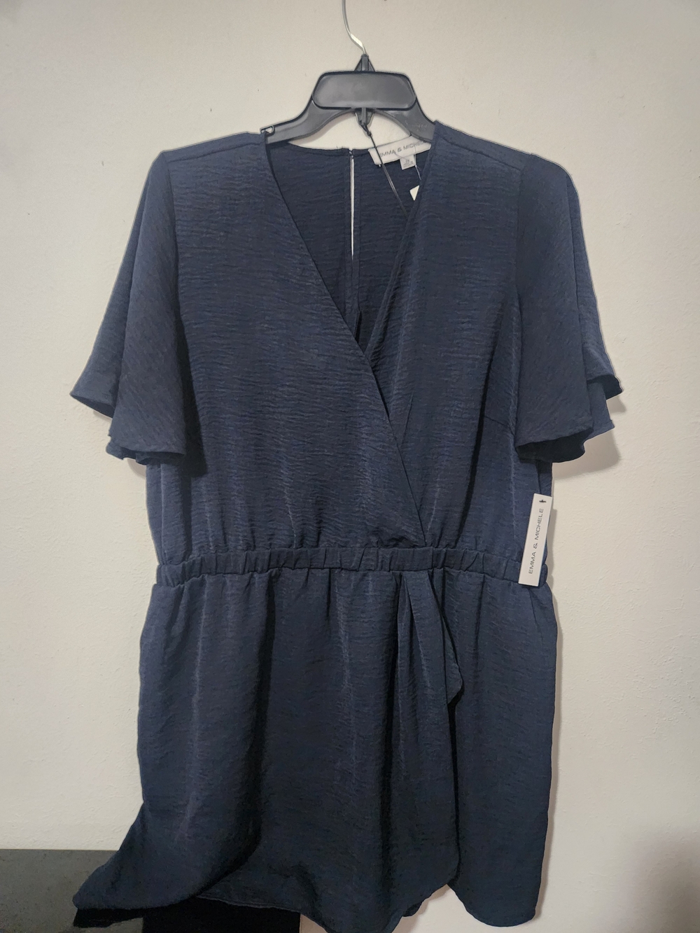 Curvy Size Juim Suit Emma & Michele Navy Wrap-Style
